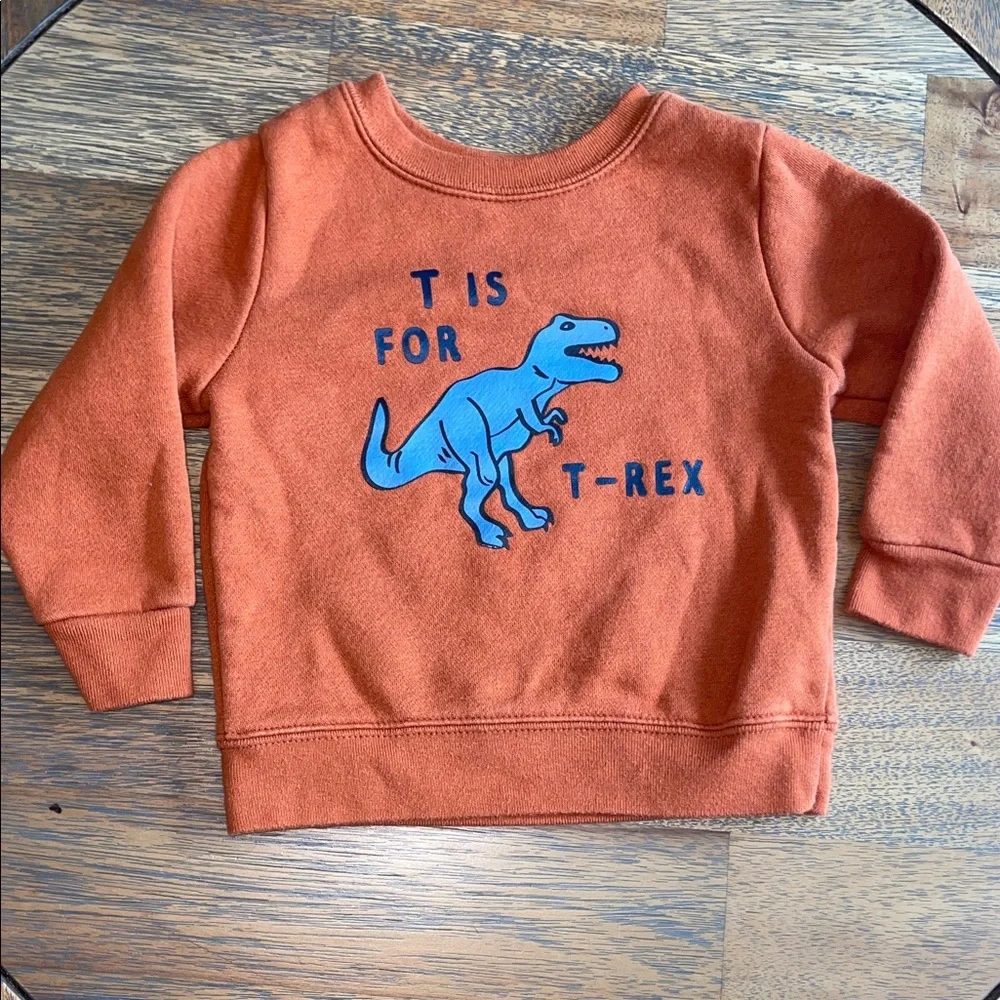 Garanimals Toddler Dinosaur Sweatshirt Orange Blue T-Rex Fleece Pullover 12M